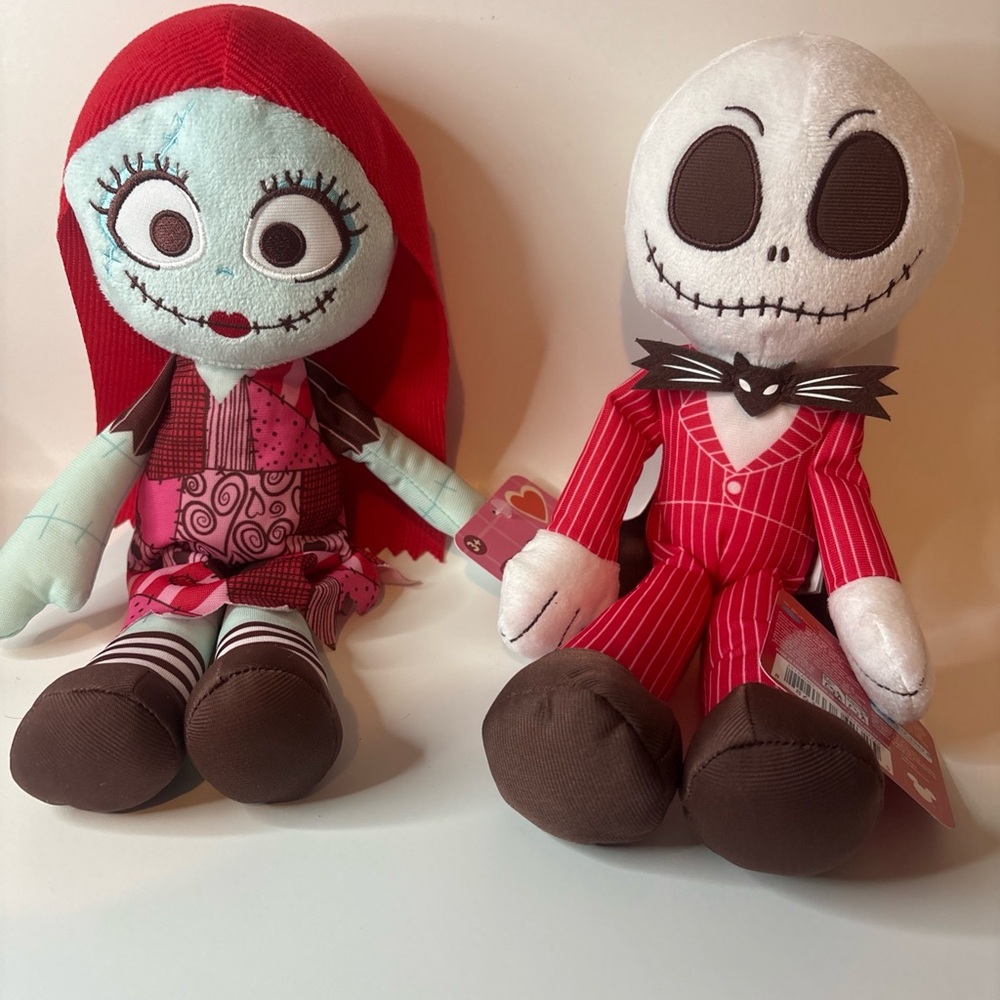 Red and White Plush Doll Set